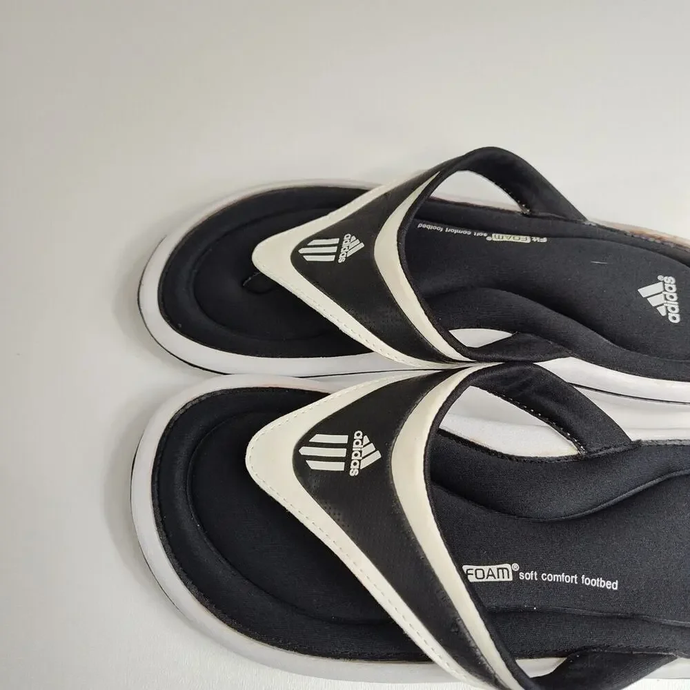 Adidas Womens Size 4 Fit Foam Soft Comfort Footbed Flip Flop Sandal Black/ White